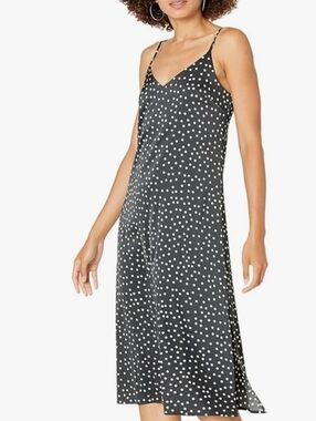 The DROP Black Polka Dot Satin Slip Dress - Women's Intimates